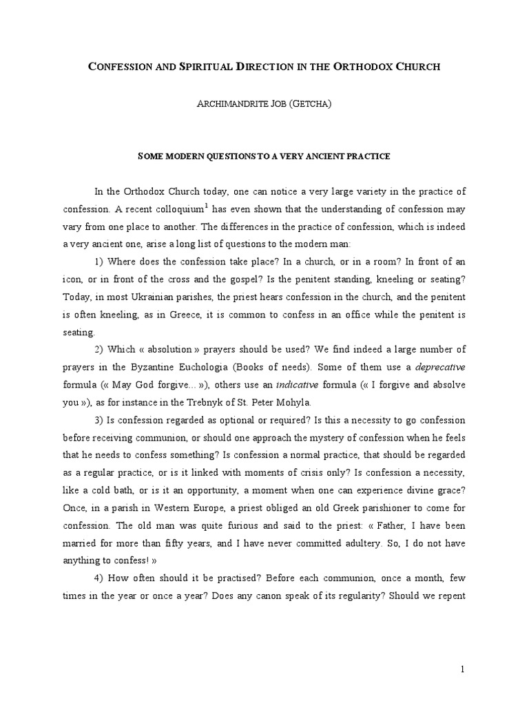 Confession Practices in Orthodox Church | PDF | Philosophy