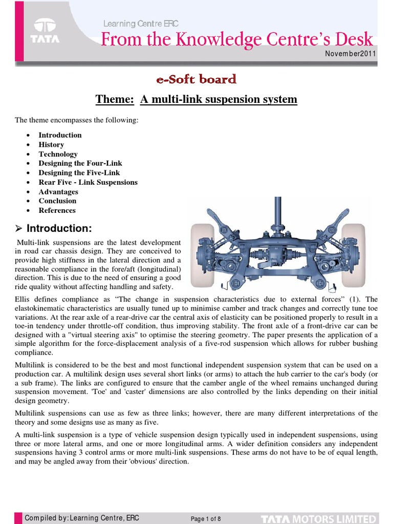 Multi-Link Suspension System | PDF | Axle | Steering