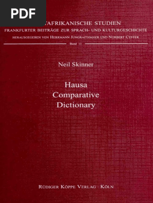 Skinner Hausa Comparative Dictionary 1996 Pdf