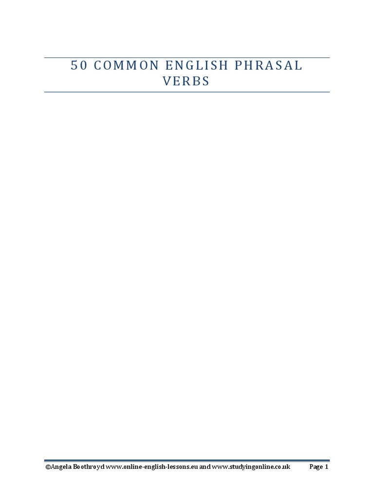 50 Common English Phrasal Verbs Pdf Pdf