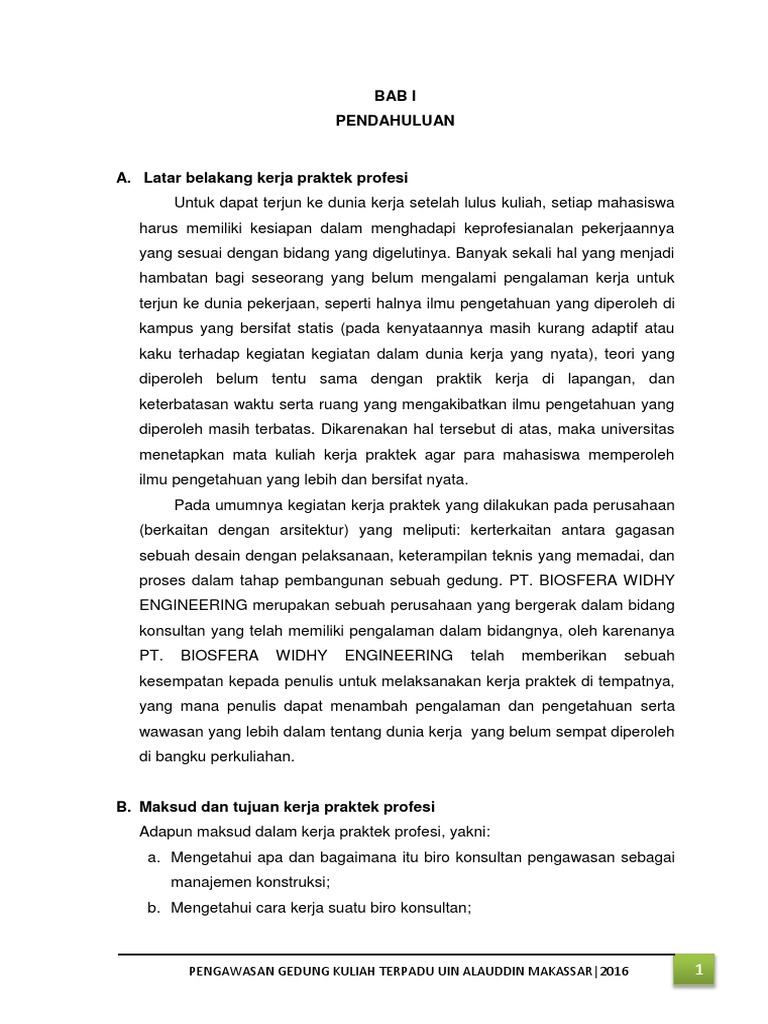 Laporan Kuliah Kerja Praktek Kkp Arstitektur Tahap Pengawasan