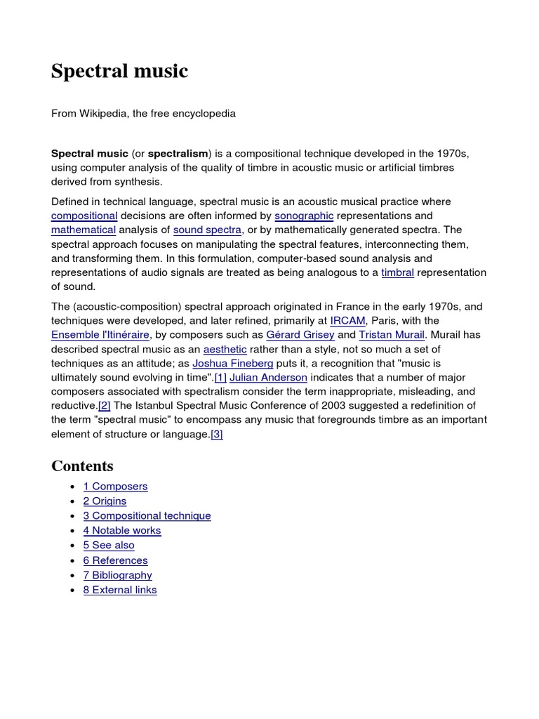 Spectral Music | PDF | Contemporary Music | Elements Of Music
