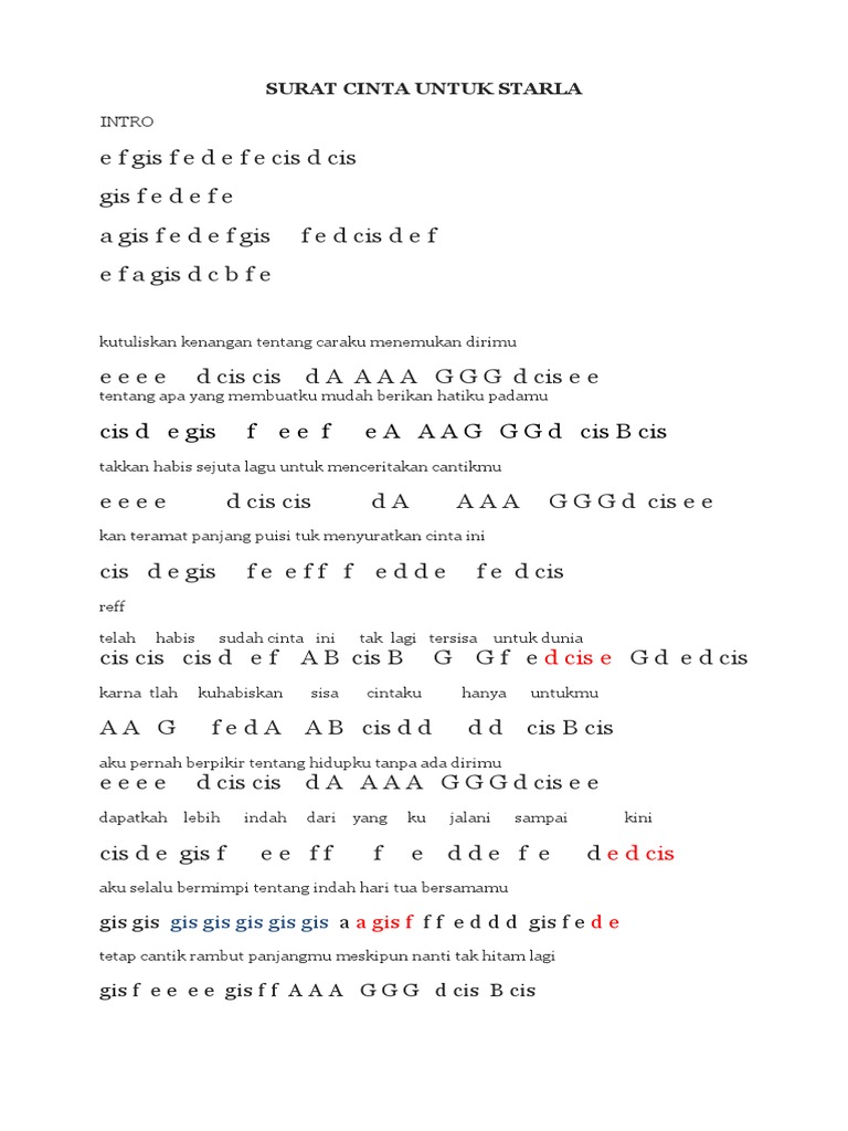 Teks Lagu Surat Cinta Untuk Starla Bahasa Inggris - Berbagai Teks Penting