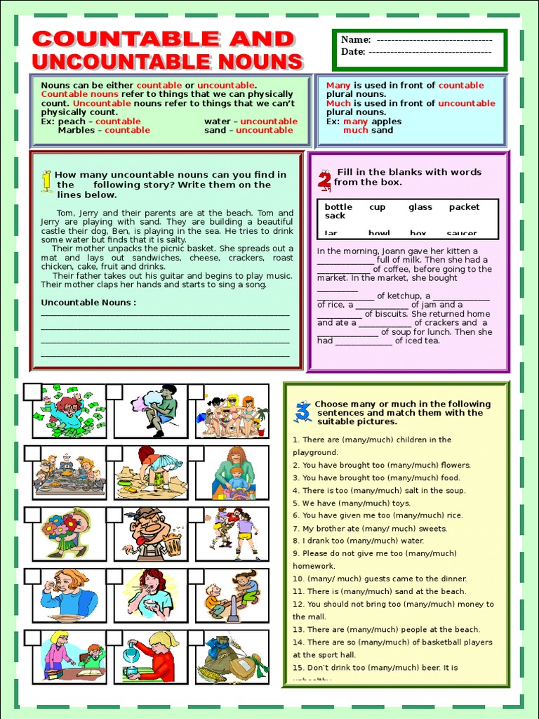 Countable and uncountable nouns2.doc Noun Food And Drink