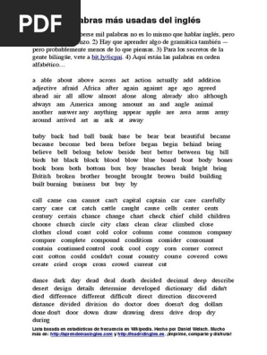 1000 Palabras Mas Usadas Del Ingles Pdfpdf