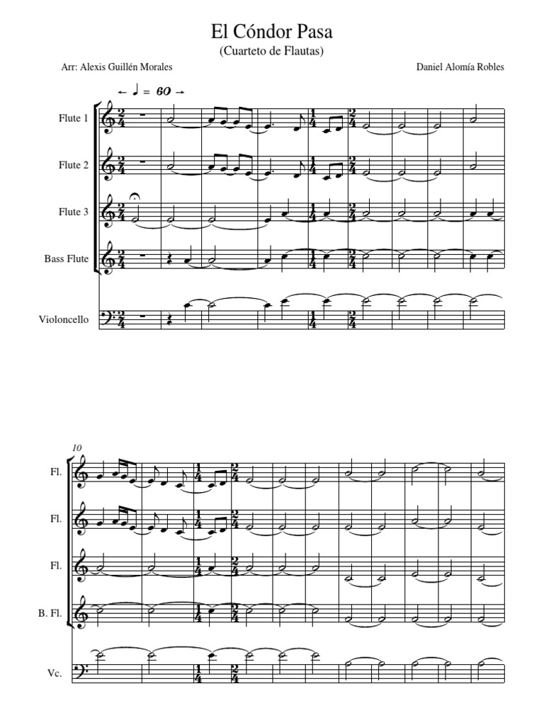 El Cóndor Pasa flute SCORE Woodwind Instruments Aerophones