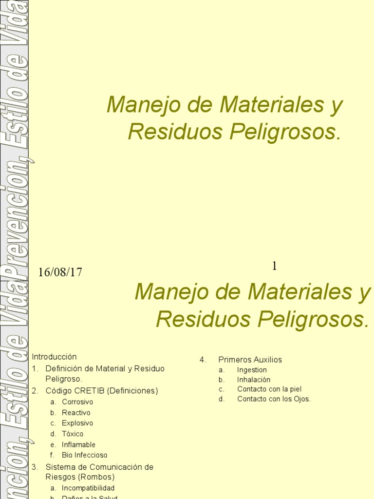 Manejo de Materiales Peligrosos | PDF | Mercancías peligrosas | Residuos