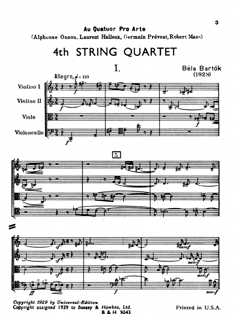 Bartók String Quartet No. 4 (Score) PDF PDF