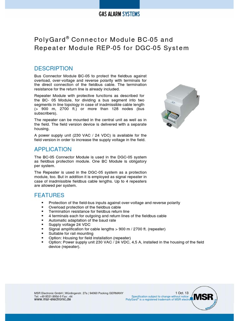 Polygard Connector Module Bc-05 and Repeater Module Rep-05 For Dgc-05 ...