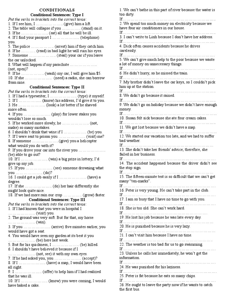 Conditionals: Conditional Sentences: Type I | PDF