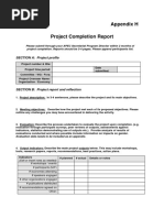 Appendix H Project Completion Report: SECTION A: Project Profile