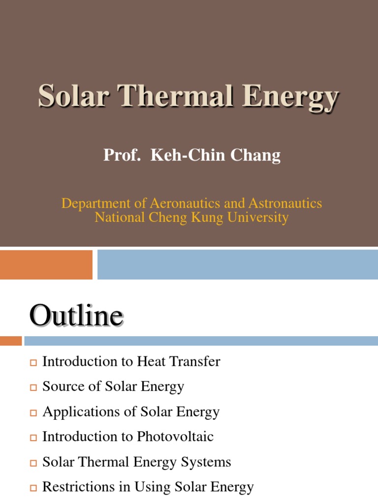Overview of Solar Thermal Energy Systems | PDF | Heat Transfer | Solar ...