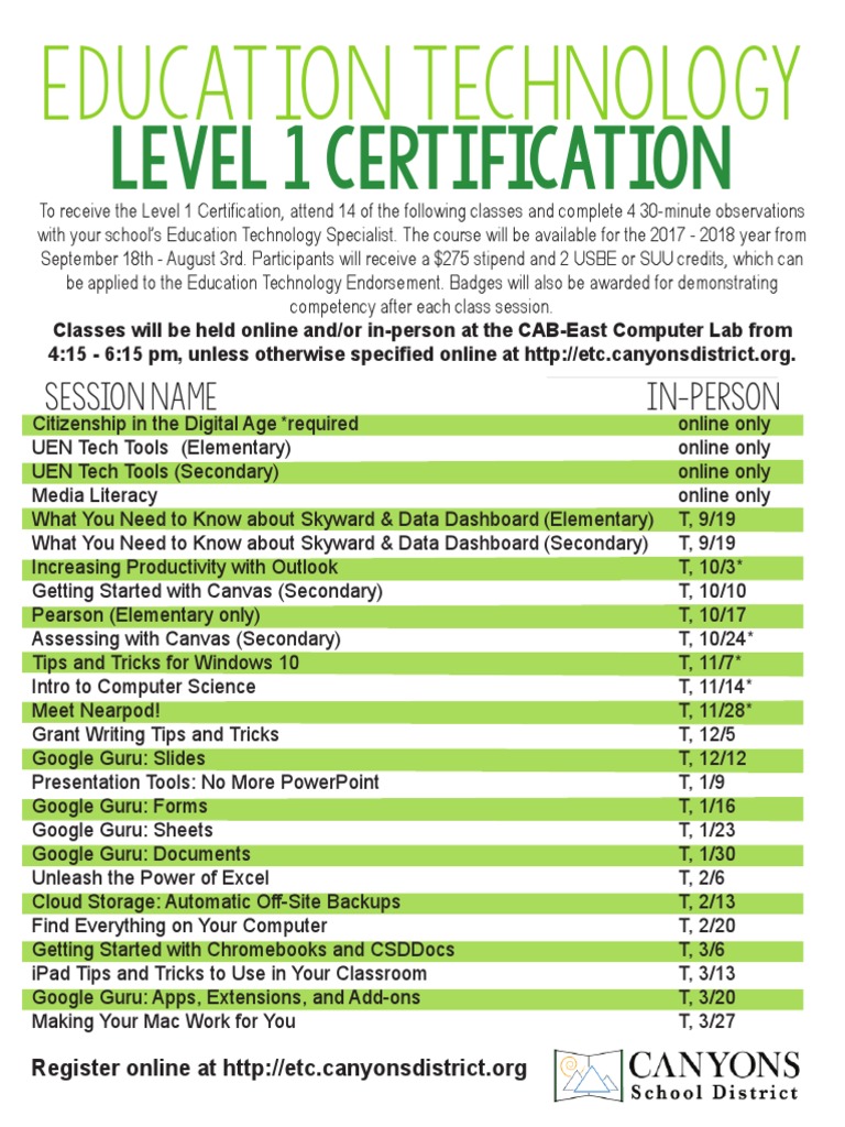 Level 1 Certification Course Overview | PDF | Chromebook | Educational ...