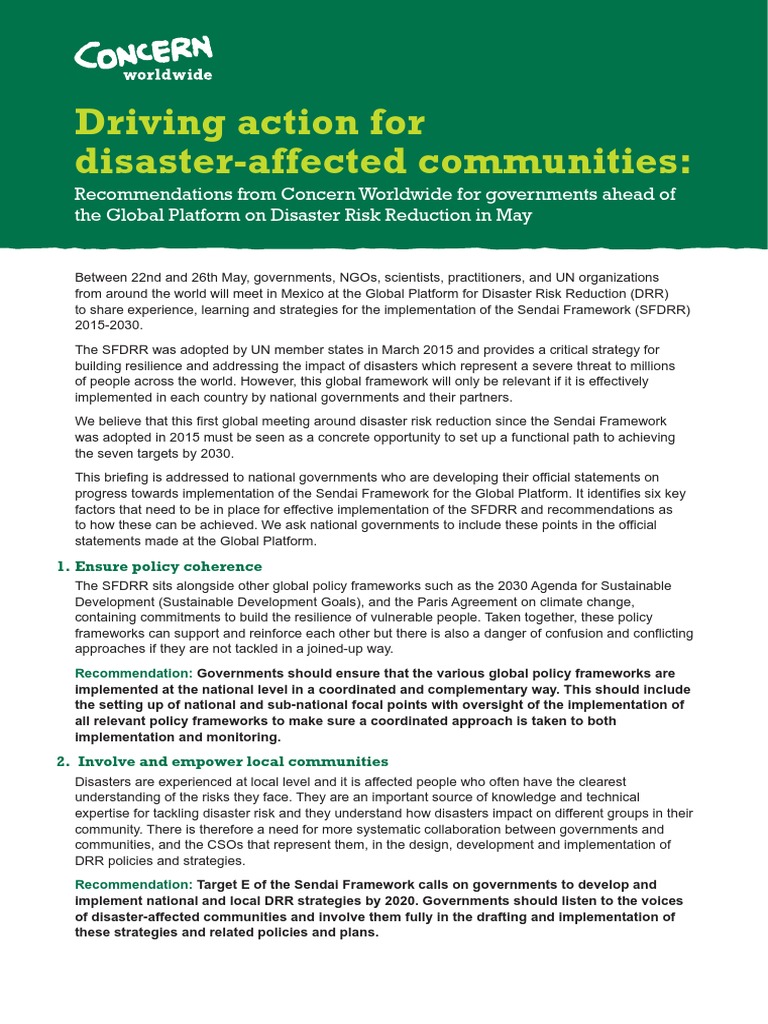 Driving Action For Disaster-Affected Communities | PDF | Disaster Risk ...