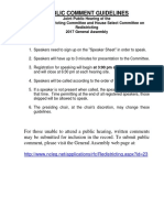 Rules of Public Comment on 2017 Redistricting