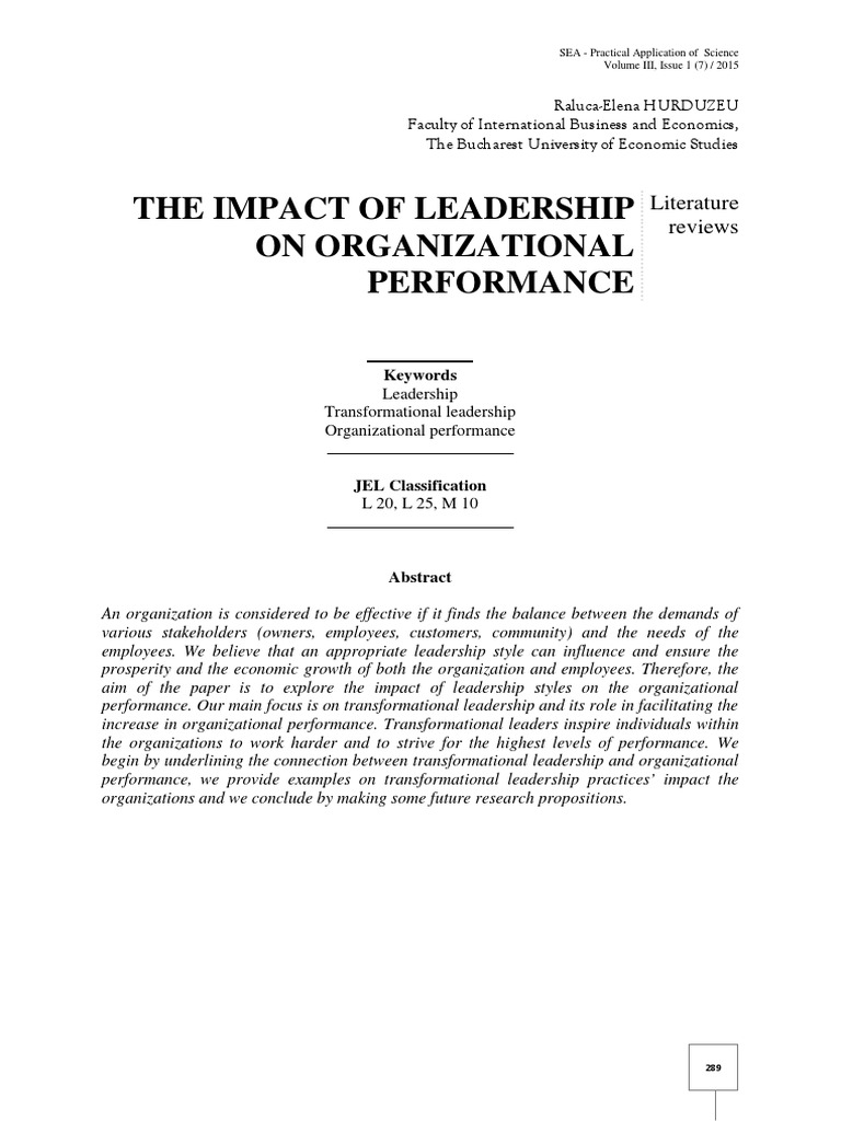 Leadership's Impact on Organizational Performance | PDF ...