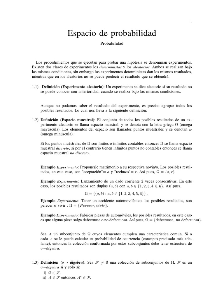 Espacio de Probabilidad Conceptos matemáticos Física y matemáticas