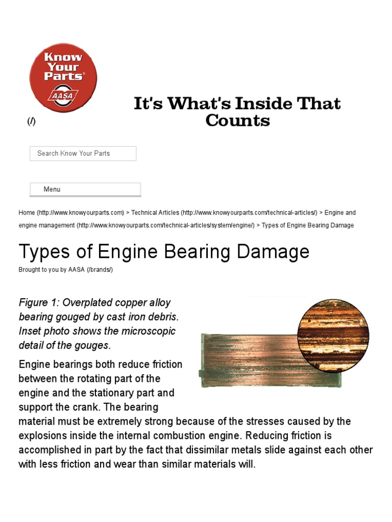 Types of Engine Bearing Damage KnowYourParts PDF Bearing