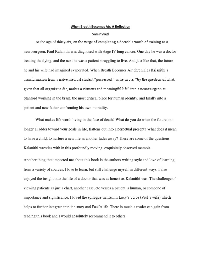 When Breath Air A Reflection Samir Syed PDF Books