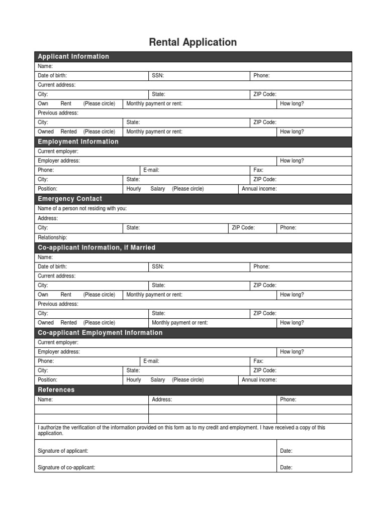 Rental Application Applicant Information Pdf Renting Computing