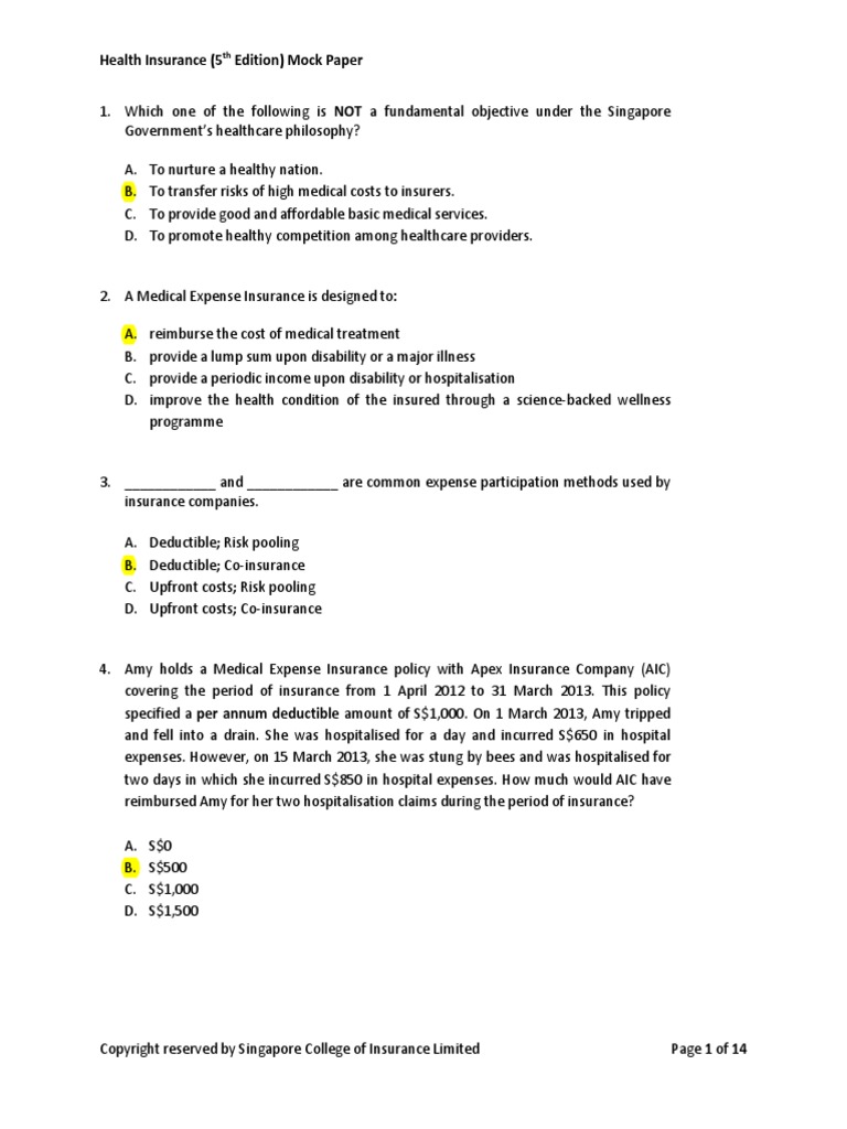 HI_Mock Exam.pdf | Health Maintenance Organization | Insurance