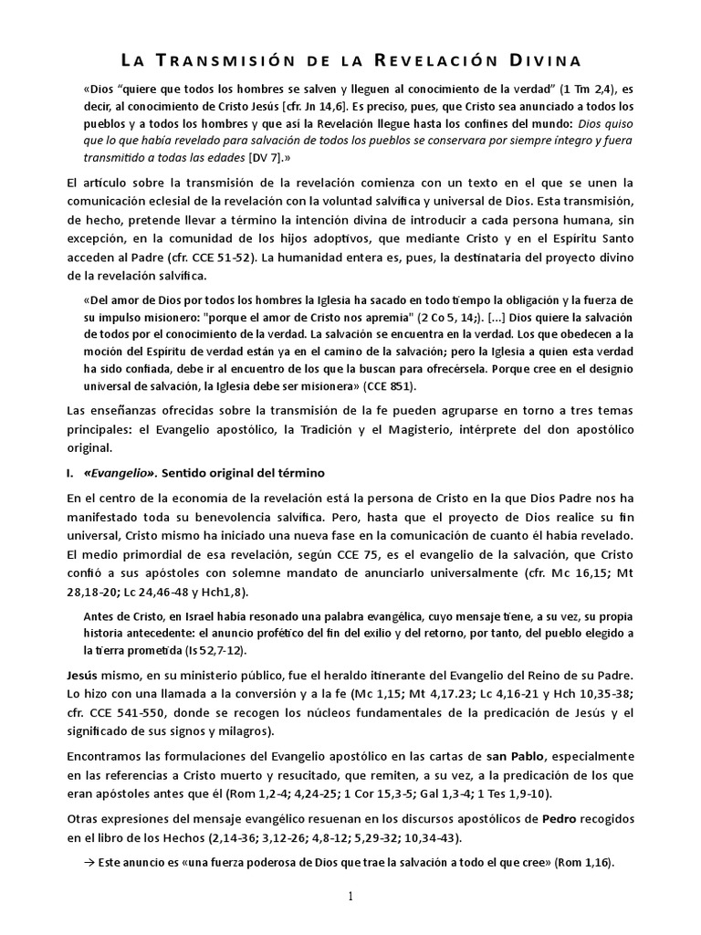 Transmision de La Revelacion | PDF | Jesús | Iglesia Católica