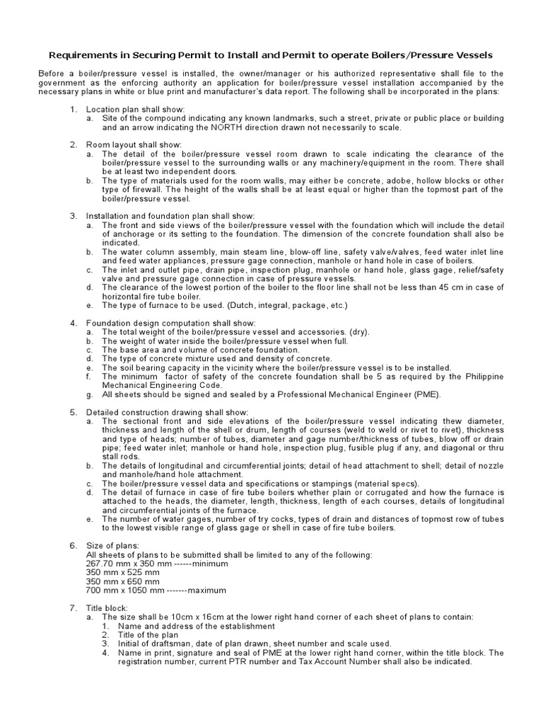 Boiler/Pressure Vessel Permit Requirements | PDF
