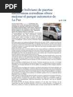 Inventor Boliviano de Puertas Electrónicas Corredizas Ofrece Mejorar El Parque Automotor de La Paz