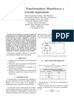 Polaridad en Transformadores Monofásicos y Circuito Equivalente