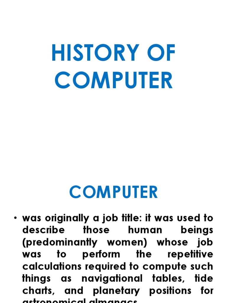 History of Computer | PDF | Personal Computers | Integrated Circuit