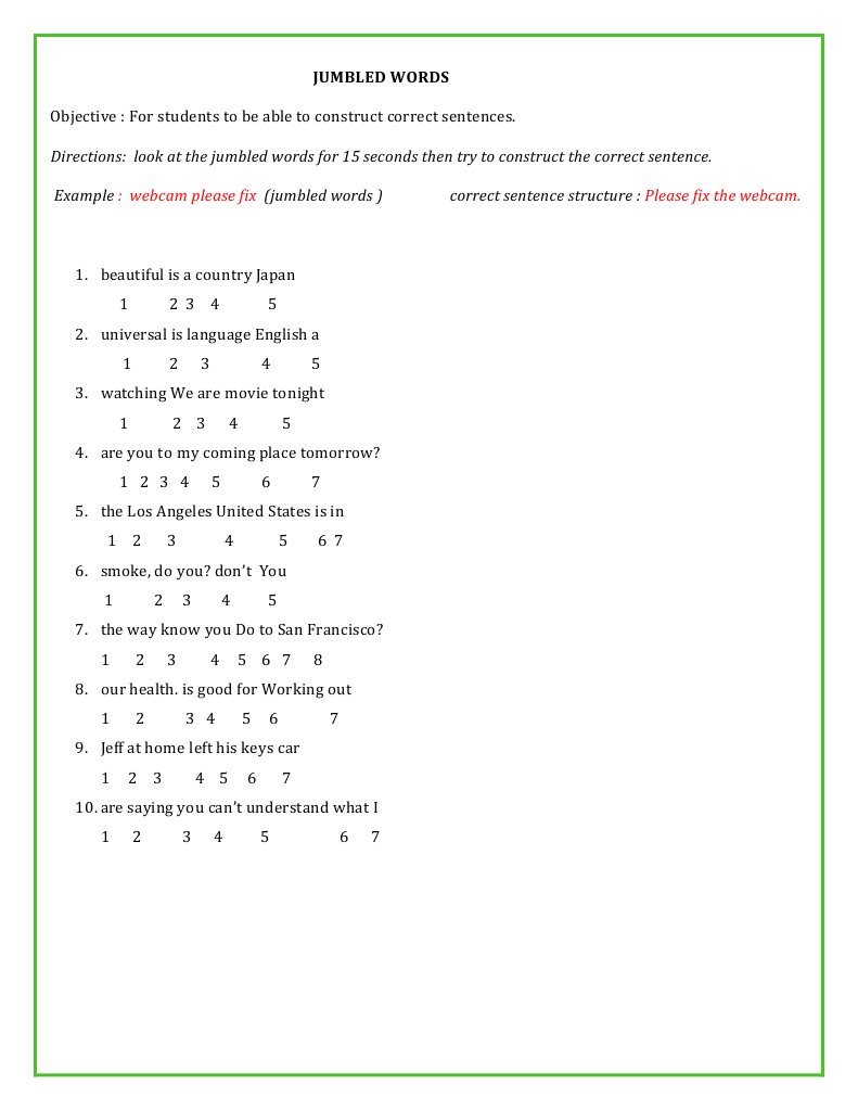 Jumbled Words | PDF