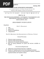 Uganda Petroleum (Refining Conversion, Transmission and Midstream Storage) National Content Regulations, 2016.