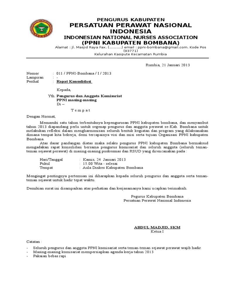Surat Konsolidasi