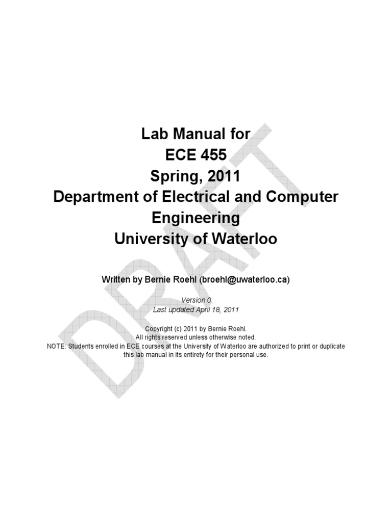 Lab Manual For ECE 455 Spring, 2011 Department of Electrical and