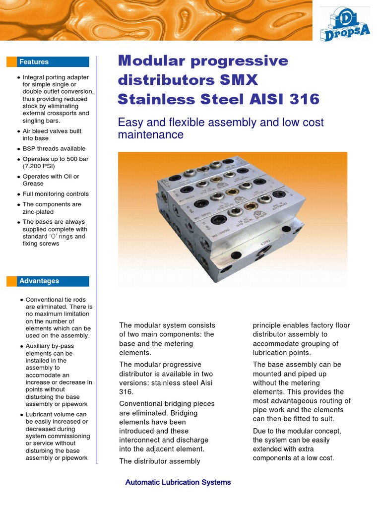 Modular Progressive Distributors SMX Stainless Steel AISI 316 | PDF ...