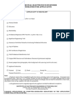 Professional Electronics Engineer Guidelines For Applicants: Applicant' S Checklist