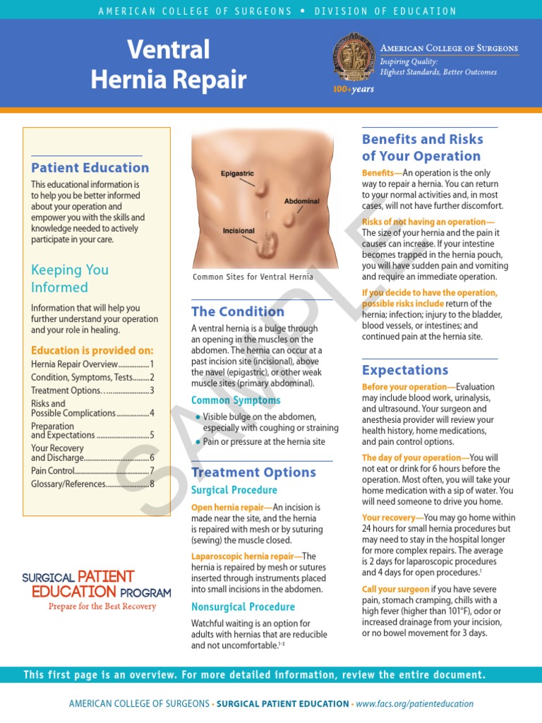 Sample Ventral Hernia Repair Surgery Anesthesia 