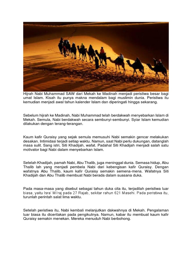 Hijrah Nabi Muhammad Saw Dari Mekah Ke Madinah Menjadi Peristiwa Besar Bagi Umat Islam Pdf