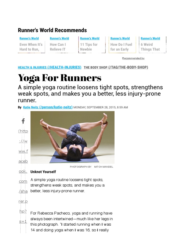 Yoga For Runners - Runner's World | PDF | Foot | Running
