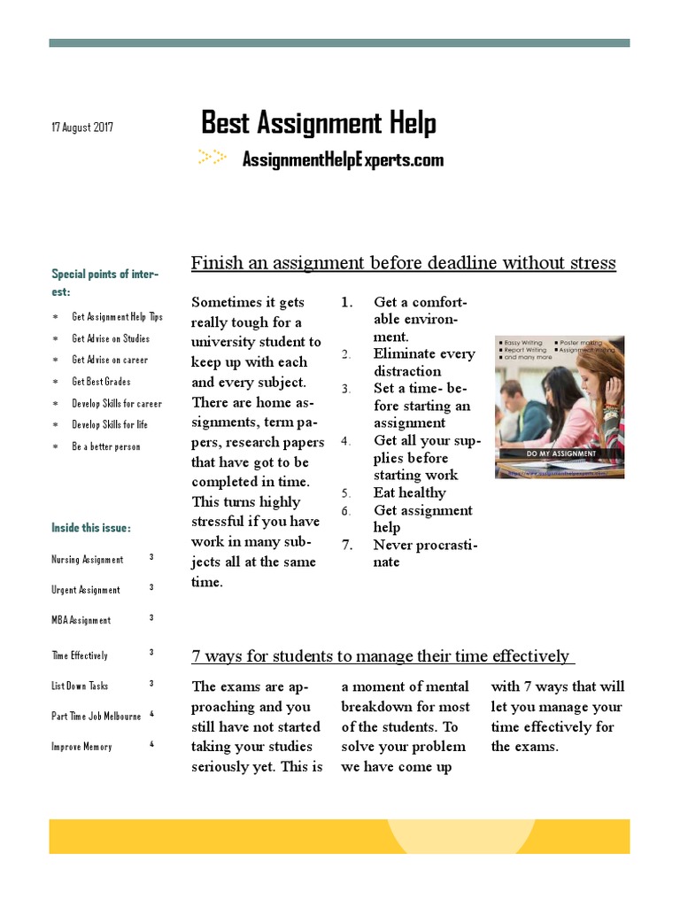 Student Assignment Help & Time Management | PDF | Master Of Business ...