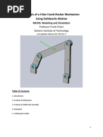 Analysis of A 4 Bar Crank - Rocker Mechanism Using Solidworks Motion