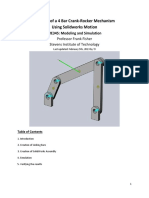 Analysis of A 4 Bar Crank - Rocker Mechanism Using Solidworks Motion