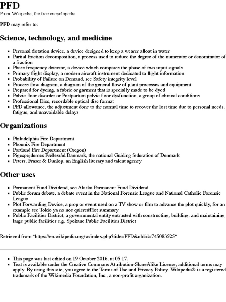 Science, Technology, and Medicine: PFD May Refer To | PDF