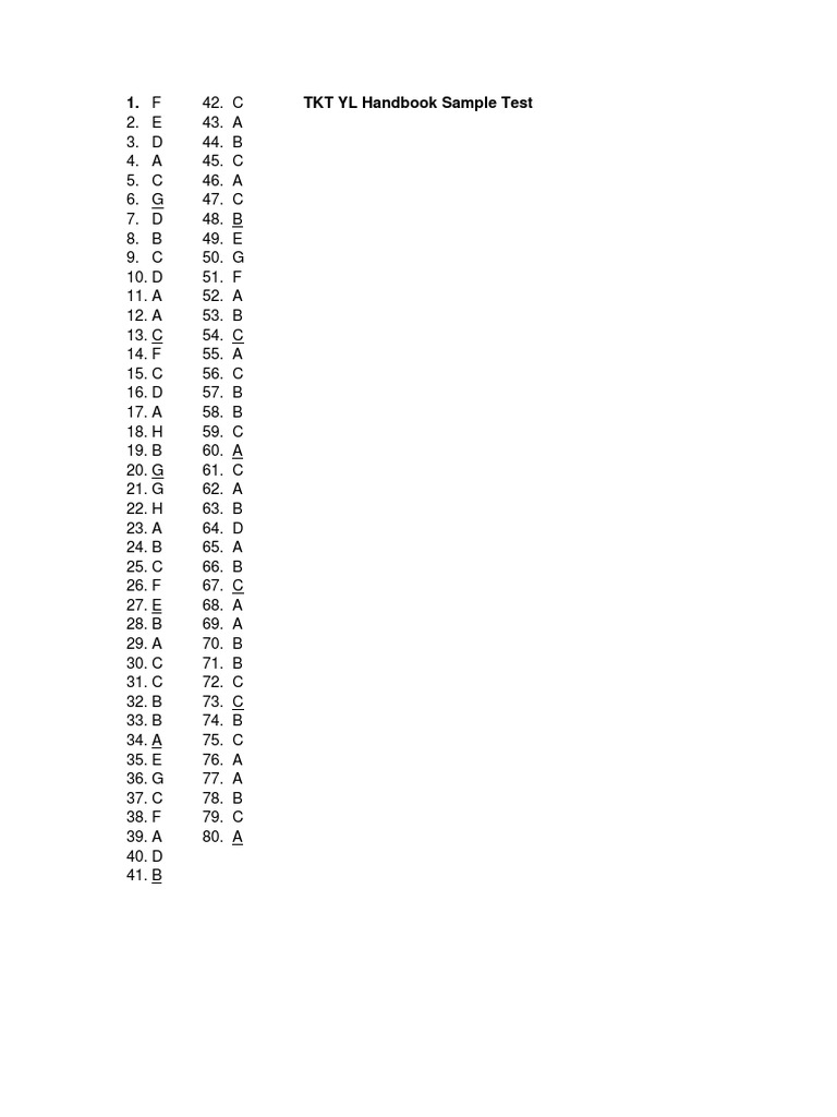 TKT Young Learners Sample Test Answers | PDF | Teaching Methods ...