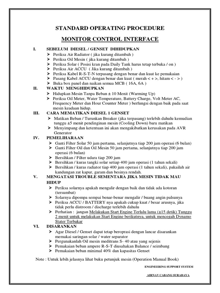 Sop Genset Pdf Pdf