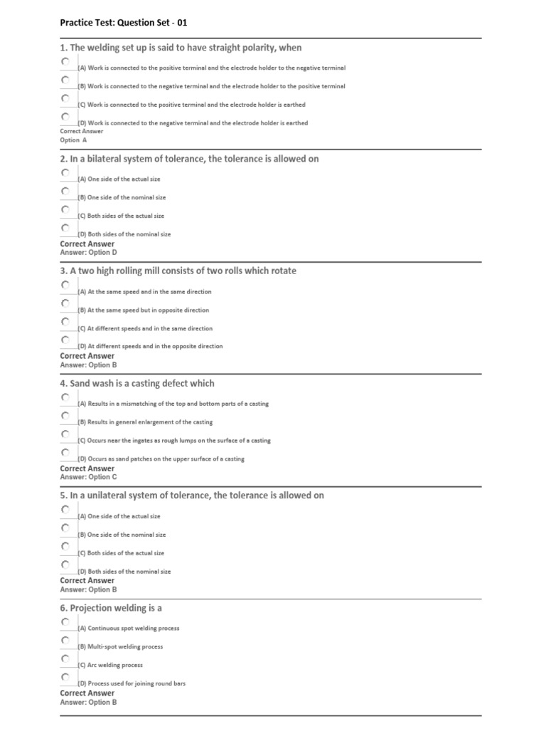 Welding Objective Set 1 | Casting (Metalworking) | Welding