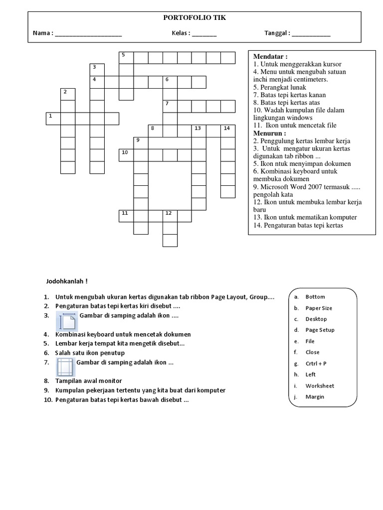 Teka teki silang TIK Kelas 4