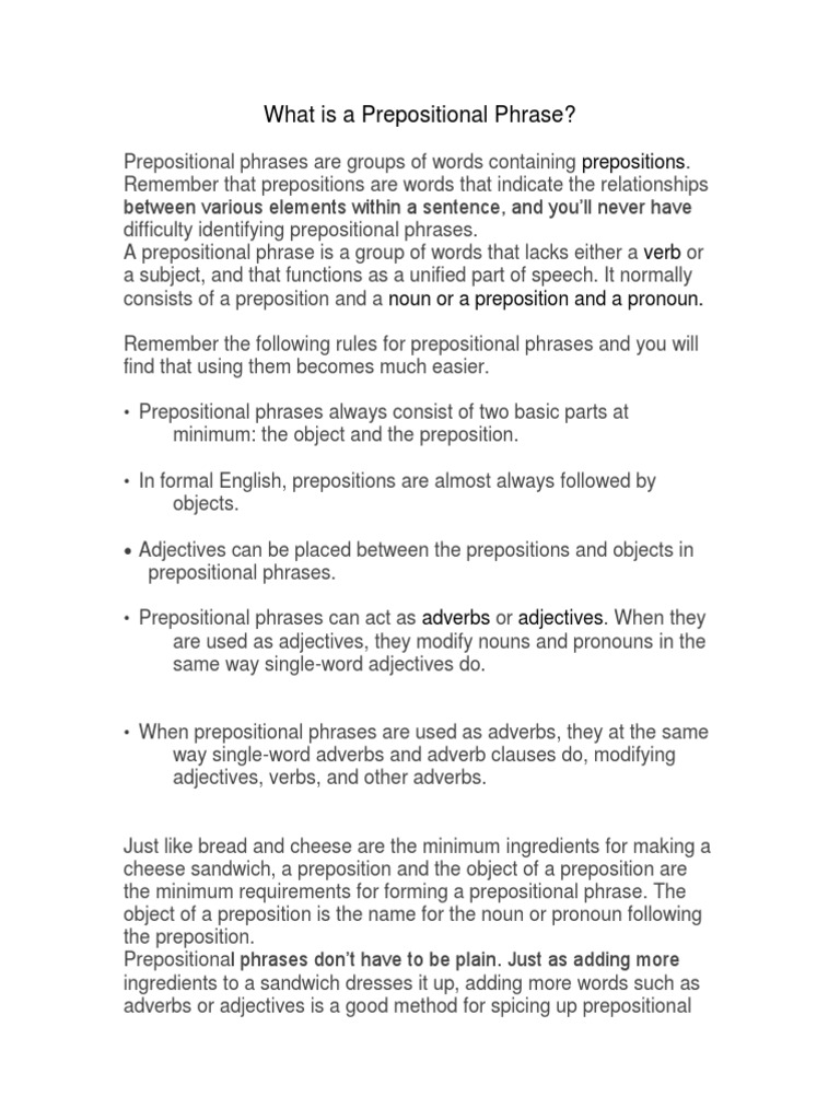 worksheet Identifying Prepositional Phrases Worksheet prepositional phrase preposition and postposition adverb