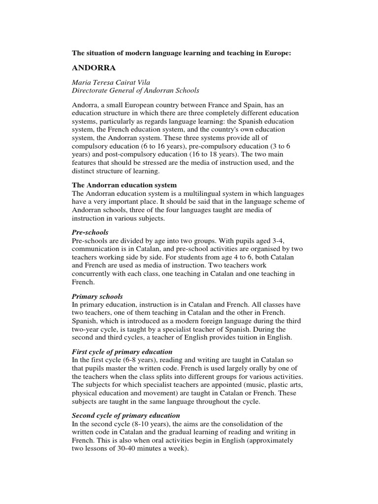 Andorra Nr Teachers Primary Education - 