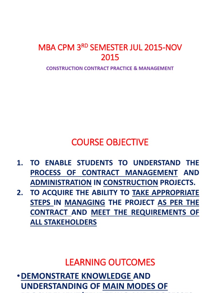 Construction Contract Management Course | PDF | Private Law | Legal ...